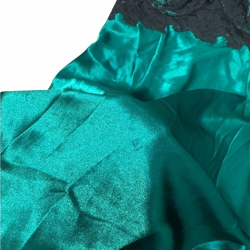 Vintage Victoria’s Secret Green Satin Lace Chemise Slip Dress Size S Lingerie - Picture 6 of 6